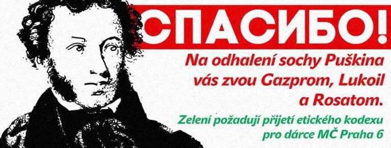 …a slavnostně vám darujeme sochu Puškina
